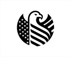 The eagle is in the middle of a shield with an american flag vector