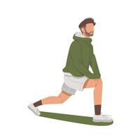 man doing stretching flat design illustration vector