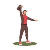 man standing doing workout with barbell flat design illustration vector