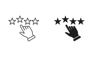 Client Review Symbol. Customer Feedback Line and Silhouette Icon Set. Ranking Pictogram. Click To Rate, Good Quality Sign. Consumer Experience. Editable Stroke. Isolated Illustration vector