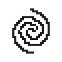 Pixelated Spiral Icon. Swirling Motion Symbol in Pixel Art Style. Twisting and Turning Swirl Shape Symbolizing Dynamic Movement. Isolated Illustration vector