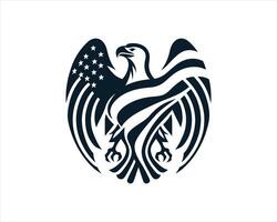 An eagle with an american flag on it vector