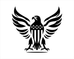 An eagle with wings and an american flag on it vector