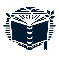 An open book with a sun and clouds vector