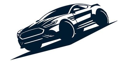A black and white image of a car on a white background vector