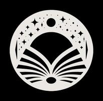 An open book with stars and a moon. vector