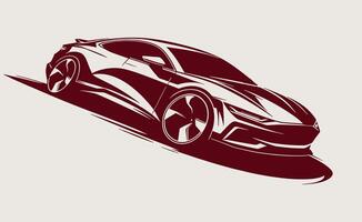 A car is shown in a red and white color vector