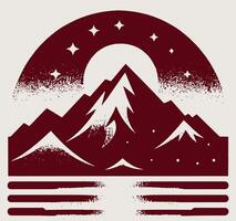 A mountain with stars and a lake in the background vector