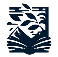 An open book with leaves of it on white. vector