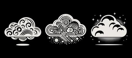 Three different clouds with different designs on them vector
