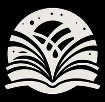 An open book with a moon and stars with a background. vector