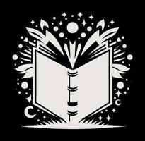 An open book with stars and stars on it vector