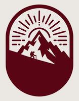 A silhouette of a mountain with a man on top vector