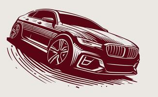 A drawing of a unique car on a white background vector
