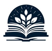 An open book with leaves on it with a white background. vector