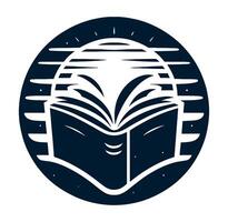 An open book with sun in the background vector