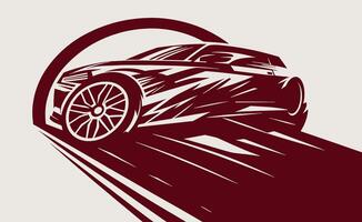 A car driving through a tunnel on a white background vector
