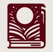 An open book with a moon in the sky vector