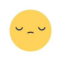 Cute yellow smile icon with a sad expression. Yellow character with an unhappy mood isolated on a white background. flat illustration. Perfect for social media, stickers. vector