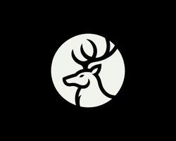 A deer head in a circle on a black background vector