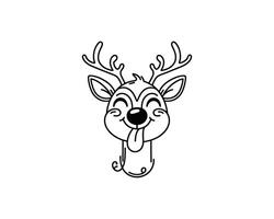 A black and white drawing of a deer head vector