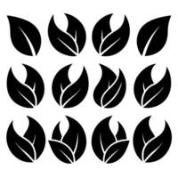 A collection of nine stylized leaf icons, perfect for logos, website graphics, or any design project needing a clean, modern, and eco-friendly aesthetic. vector