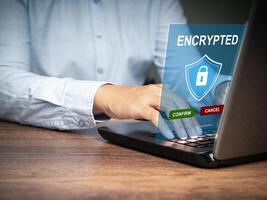 Data encryption online cyber security privacy on the network system photo