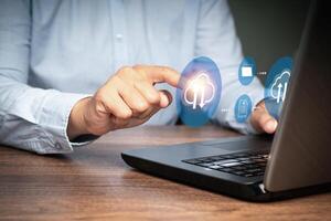Exchange information and data with internet cloud technology photo