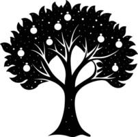 A Apple tree roots forming the shape of a heart silhouette vector