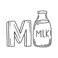 An Illustration of letter M stand for Milk vector