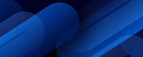 3D blue techno abstract background overlap layer on dark space with rounded lines effect decoration. Modern graphic design element stripes style concept for web banner, flyer, card, or brochure cover vector