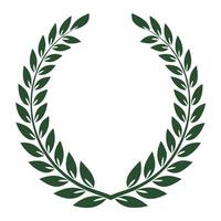 Green Laurel Wreath with Symmetrical Design on White Background vector