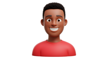 Cheerful 3D Character with a Bright Smile in a Red Shirt png
