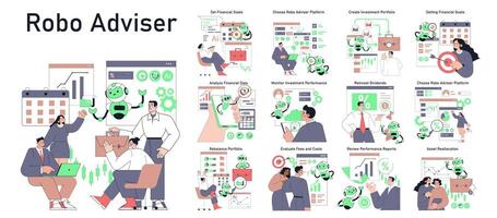 Robot Adviser. Flat Illustration vector