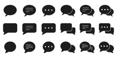 Messaging Speech Bubble Solid Icon Set. Talk and Think Comics Bubbles. Blank Chat Balloons in Various Shapes Solid Symbol. Isolated Illustration vector