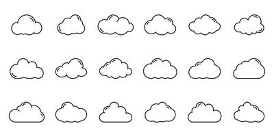 Cloud line icon set. Weather and atmosphere icons outline symbol collection. Editable stroke. Isolated illustration vector