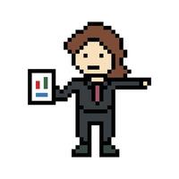 8bit design art of man male boy smile with suit business concept businessman 8 bit pixel. vector