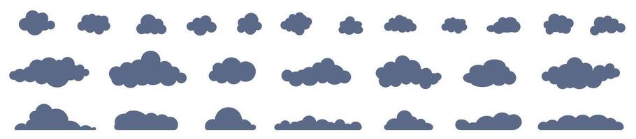 Dark clouds in the sky. Set of clouds isolated on white background. vector