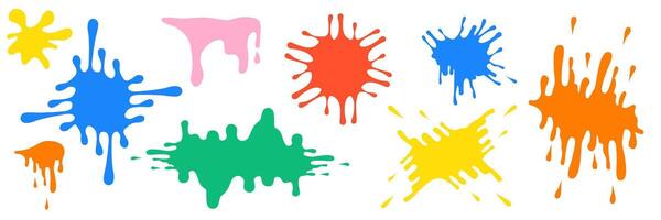 Blots of multi-colored paint. Best palette. Mixing colors. Flowing paint. vector