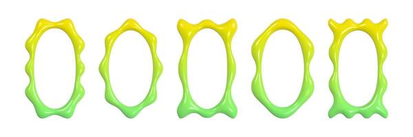 Wavy 3D frames featuring smooth gradients and reflective textures showcase a vibrant y2k design aesthetic enhancing digital creativity vector