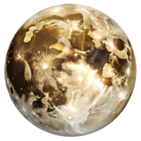 A large, round, golden planet with stars and clouds png