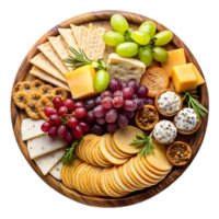 A cheese platter with grapes, crackers, crackers, grapes, crackers, grapes png