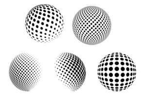 Sphere mesh grid, globe or ball in circle net wire, digital earth. spheres. halftone design elements. vector