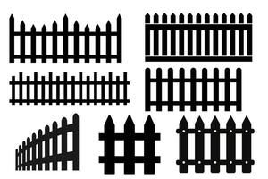 Set of black fence on white background. vector