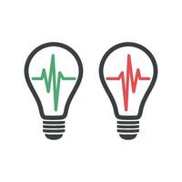 Set Bulb Lamp Cardiogram Pulse Logo Template Illustration Design. EPS 10. vector