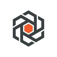 Abstract Black Hexagon Shape and Orange Color Logo Template Illustration Design. EPS 10. vector