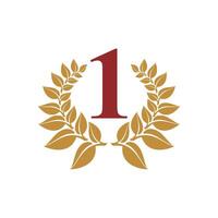 Wreath Laurel Crest Number One Logo Template Illustration Design. EPS 10. vector