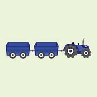 design element graphic design of a tractor with 2 blue cargo carriages. design element illustration of a vehicle needed by farmers vector