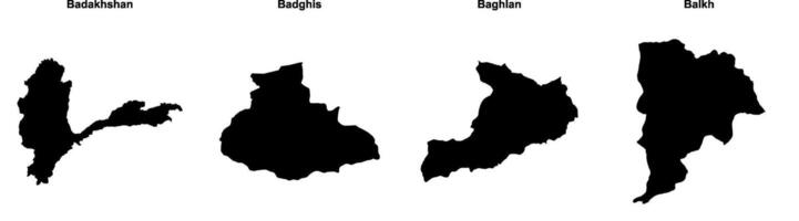 Badakhshan, Badghis, Baghlan, Balkh outline maps vector