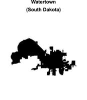 Watertown, South Dakota blank outline map vector
